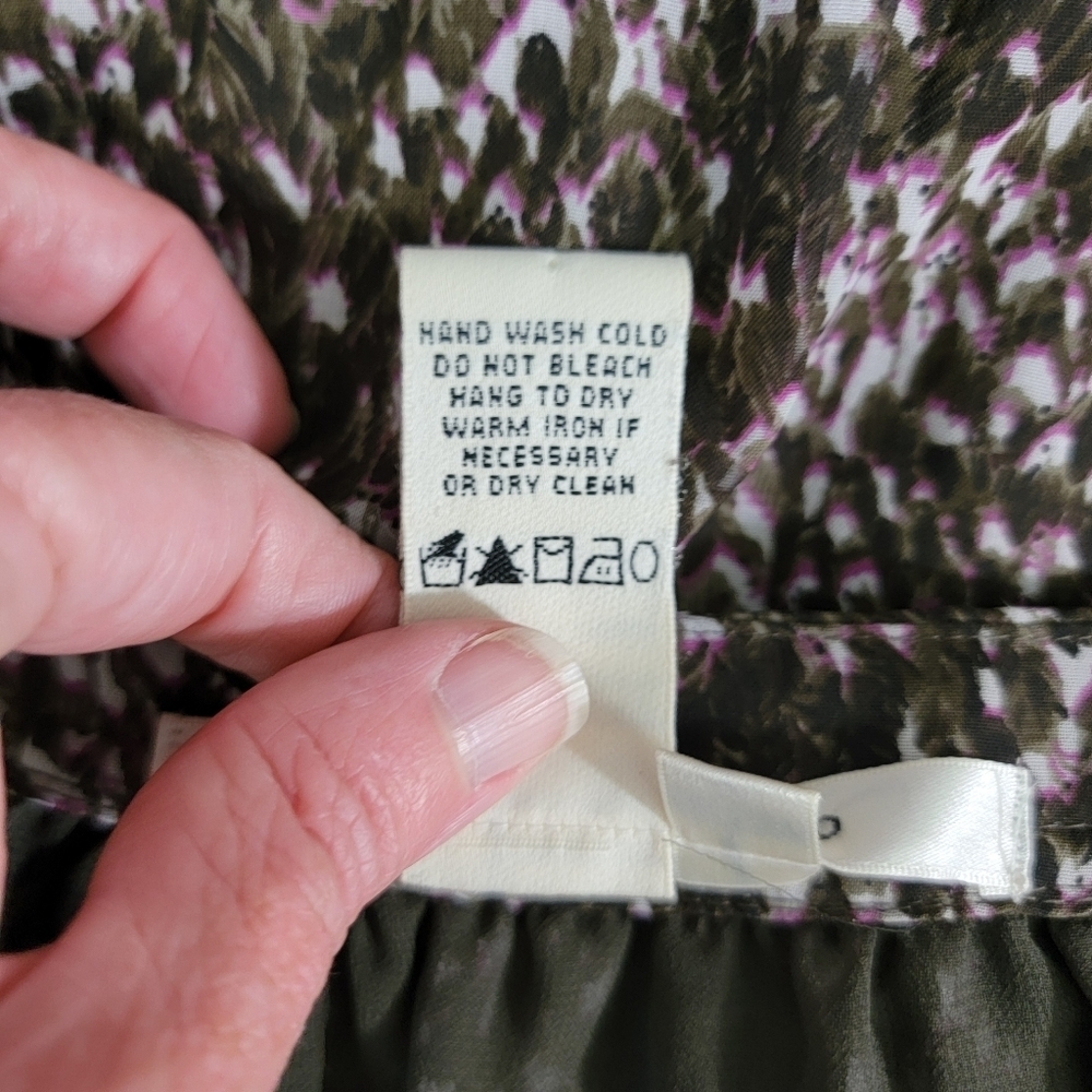 Max Studio Brown Purple Sheer Lined Chiffon Dress Balloon Sleeve Size Medium - Picture 9 of 11